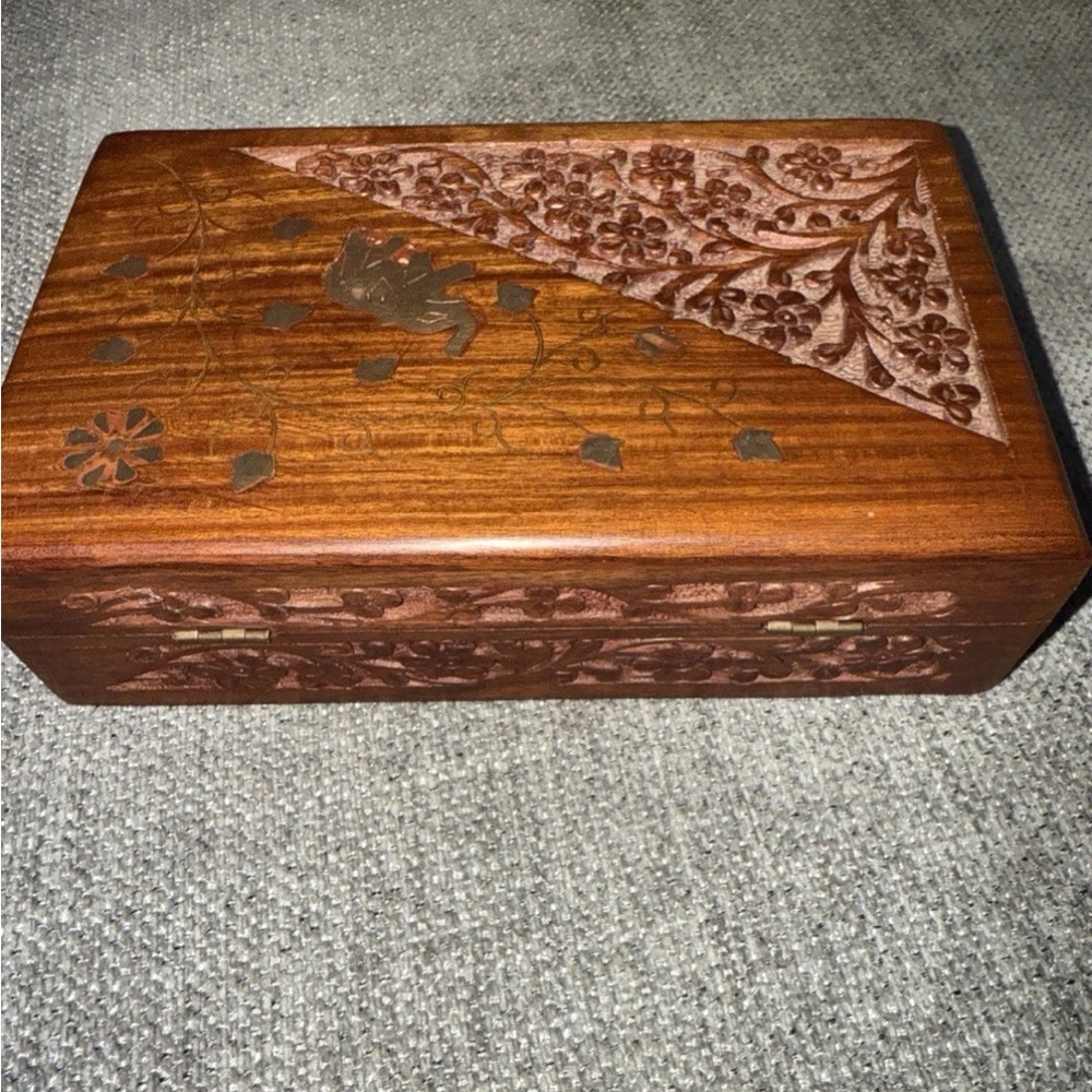 Indian BOHDI  Carved Wooden Box